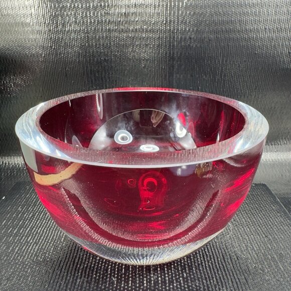 Vintage Murano Art Glass Dish Bowl Venetian Glass Thick Heavy Artist Signed VTG - Picture 11 of 12